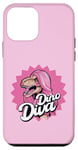 Coque pour iPhone 12 mini Dinosaure aux cheveux roses, citation de Dino Diva