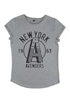 Marvel Women's Classic Avengers New York Rolled Sleeve T-Shirt, Grey (Grey Blend), XL