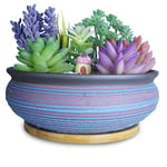 ARTKETTY Pot de Fleurs, Grand Pot de Plantes Succulentes avec Plateau de Drainage Pot à Cactus Bonsaï en Céramique pour Plantes D'intérieur et D'extérieur
