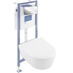 Pack WC suspendu sans bride VILLEROY ET BOCH Avento + Bâti support ViConnect Pro + abattant frein de chute + plaque chromée