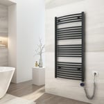 EMKE Sèche-Serviette électrique, 1200 x 600 mm Anthracite 600W, Radiateur sèche-Serviettes électrique Salle de Bain avec température réglable élément Chauffant