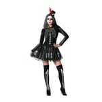 Sexig Skeleton Woman Costume - ATOSA - Halloween - Svart - Svart tyg och svart slöja med mini silverprickar