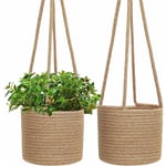 Jardinières suspendues Panier suspendu en corde de jute Cintre pour plantes tissé Support pour plantes suspendues d'intérieur avec longue corde