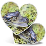 2 x Heart Stickers 7.5 cm - Baby Alligator Swamp Wild Fun  #2324