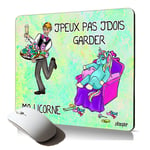 tapis de souris souple j'peux pas j'dois garder ma licorne humour bd motif poney mousepad cartoon pour gamer