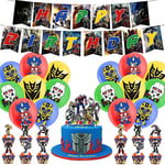 Transformers Temafödelsedagsfest Dekorationer Tillbehör Kit Banner Ballonger Tårta Toppers Set-Perfet