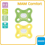 MAM Comfort All-Silicone Soothers 0-3 Months Pack of 2, Soft and Light Newborn