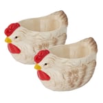 2x Country Hen Shape Egg Cups Holder Hard Soft Boiled Egg Ceramic Chicken Holder