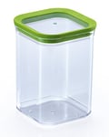 M-Home | Boîte alimentaire hermétique | Plastique | Transparent / Vert | 10,6 x 10,6 x 15 cm / 1 L | VISUAL FOOD CONTAINER | PLS2581