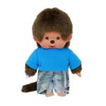 Sekiguchi 253852-Monchhichi Original garçon avec Jeans et T-Shirt, Animal en Peluche Brun d'environ 20 cm, 253852, Multicolor, 20 x 11 x 9 cm