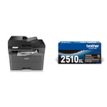 Brother Bundle DCP-L2665DW Imprimante Multifonction 3 en 1 (Impression/Scan/Copie) Laser Noir et Blanc, WiFi et Ethernet + Toner XL Original TN-2510XL Noir supplémentaire (Capacité de 3 000 Pages)