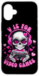 Coque pour iPhone 16 Plus V est pour les jeux vidéo Skull Headphones