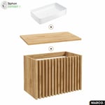 Otitec - Ensemble meuble sous vasque avec vasque à poser - Siphon offert marco oak 80 x 56 x 45 cm