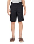 Dickies Khaki Boys' Slim Fit Stretch Flat Front Short, Black V1, 12