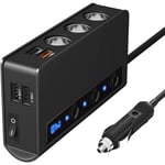 Allume-cigare de voiture un à trois avec interrupteur 4usb 180W, haute puissance qc3.0, chargeur de voiture à charge rapide Tonchean