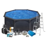 Swim & Fun Poolpaket Pool Basic 132 Rund Svart Grafit Ø350 cm, grafit 2733