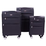 Condotti Cordelia – Lot de 3 valises à Coque Souple, légères, durables, Roues rotatives, poignée réglable, Serrure TSA, 55,9 cm, 71,1 cm, 81,3 cm – Noir, Noir, Ensemble de valises de Haute qualité