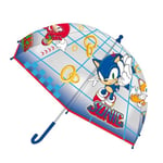 Parapluie à bulles Sonic - Ouverture manuelle - Couleur bleue - Imprimé avec Sonic et ses amis - Fabriqué en 100% POE avec armature en fibre de verre - Produit original conçu en Espagne