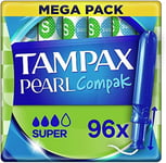 Tampax Pearl Compak Super Tampons with retractable plastic applicator 4 x 24Pack