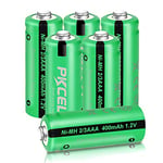 Piles Rechargeables NIMH 1,2V 2/3AAA (Pas AAA) 400mAh pour Lampes Solaires,Lot de 6,PKCELL,(2/3AAA est Plus Court qu'une Batterie AAA)