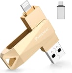 Clé USB pour iPhone 512Go (Certifié MFI) Cle USB 3.0 iPhone iPad 3 en 1Photostick Flah Drive Stockage pour iOS Mémoire Stick Pendrive pour OTG Android Tablette PC iOS Mac(Or,512GO)