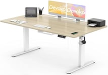 Devoko Bureau Assis Debout Électrique 180×80cm, Bureau Électrique avec Chargeur USB, Organiseur de Câbles et 3 Positions Mémorisables, Bureau Réglable en Hauteur (180×80cm,Beige)