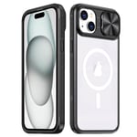 Rdyi6ba8 Clair Coque pour iPhone 15, Transparente Étui [Ne Jaunit Jamais] Protection de la Caméra Étui avec Coulisse Cache Objectif pour iPhone 15 - Noir