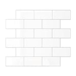 VEELIKE Carrelage Adhesif Mural Cuisine Blanc Rectangles 3D Stickers Carrelage Salle de Bain Crédence Adhésive Autocollant Carrelage Cuisine Stickers Credence Adhesif Mural 30.5cm×30.5cm 24 Pièces