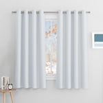 PONY DANCE Rideaux Thermique - Rideau Panneaux avec Oeillets de Fenêtre Tissu Court Lumineux Bloquer Isolation Froid pour Chambre Cuisine, L 132 x H 158 cm, Gris Blanc, Lot de 2