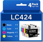 LC424 LC 424 Lot de 4 cartouches compatibles avec les imprimantes Brother DCP-J1200W DCP-J1200WE