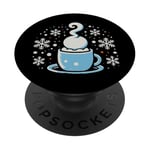 Design confortable avec flocons de neige et cacao chaud pour l'hiver PopSockets PopGrip Adhésif