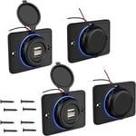 4 Pièces Double Pr De Chargeur De Voiture Usb, 12v/24v 3.1a Chargeur Usb Étanche Panneau De Commande Adaptateur De Chargeur Rapide Avec Lumière Led Pour Camping-Car Bateau Camion[X576]