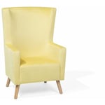 Fauteuil Dossier Haut Type Bergère en Velours Jaune de Qualité Élégant et Ultra Confortable pour Salon au Style Scandinave et Glamour Beliani