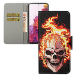 LEMAXELERS Coque Redmi Note 12 4G,Portefeuille Etui Housse pour Redmi Note 12 4G Coque Paillette Fleur papillon chat PU Cuir Flip Wallet Étui Couverture pour Redmi Note 12 4G,XC Fire Skull