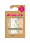 Décopatch DP033C - Une Pochette de 4 Feuilles Décopatch - Dimensions : 30 x 40 cm - Papiers imprimé, Rose & vert - Mix & Patch - A partir de 5 ans, DIY, création, rénovation, activité créative