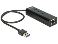 DELOCK – USB 3.0 Hub 3 Port + 1 Port Gigabit LAN 10/100/1000 Mbps (62653)