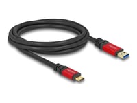 Delock - Usb-Kabel - 24 Pin Usb-C (Hann) Til Usb-Type A (Hann) - 2 M - Up To 10 Gbps Data Transfer Rate, Gullbelagte Kontakter - Sort / Rød