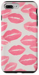 Coque pour iPhone 7 Plus/8 Plus Rouge à lèvres rose Kiss Kisses Coquette Femmes Filles Lèvres