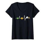 Womens Pickleball Player Heartbeat Monitor Pickleball Lover Gift V-Neck T-Shirt