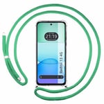 Tumundosmartphone Étui pendentif transparent pour Xiaomi Poco M6 4G avec cordon vert d'eau