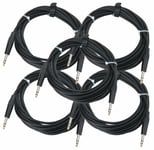 5x Cable Jack Professionnel Stereo 6.3mm Guitare Basse Instruments Musique 6m