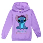 Barn Lilo & Stitch Huvtröja Tryckt Sweatshirt Topp Lila purple 150cm