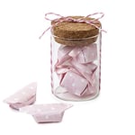 Mopec ID150.02 Lot de 12 bocaux en verre et 5 bonbons roses 4,5 x 6,5 cm