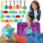 Educational Sand Toy 31PCS Kids Sand Play Set Carry Tray Sandcastle Molds Bucket