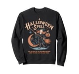 Halloween Witch Cat Broom Spell Magic Moon Retro Vintage Sweatshirt