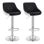 WOLTU Tabouret Bar Lot de 2, Chaise Haute Bar, Tabouret en Similicuir, Réglable en Hauteur, avec Dossier, Repose-Pieds, Chaise Haute Cuisine, Noir, BH30sz-2