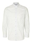 SELECTED HOMME Men's Slhslimdetail Shirt Ls Classic Noos, Bright White/AOP: Flower, M