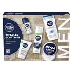 NIVEA MEN Totally Soothed Gift Set (5 Products), Men's Skincare Gift Set with Shaving Foam, Shower Gel, Anti-Perspirant, Face Wash, and Moisturising Creme