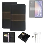 Wallet Case + headphones for Samsung Galaxy M54 5G Protective Cover Brown