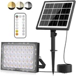 CLY Projecteur Solaire Exterieur 30W, 2600LM Lampe Solaire Exterieur 2700K/4000K/6500K Eclairage Exterieur Solaire 2 Modes Dynamiques Lumiere Solaire Exterieur 5000mAh Spot Solaire Exterieur IP66